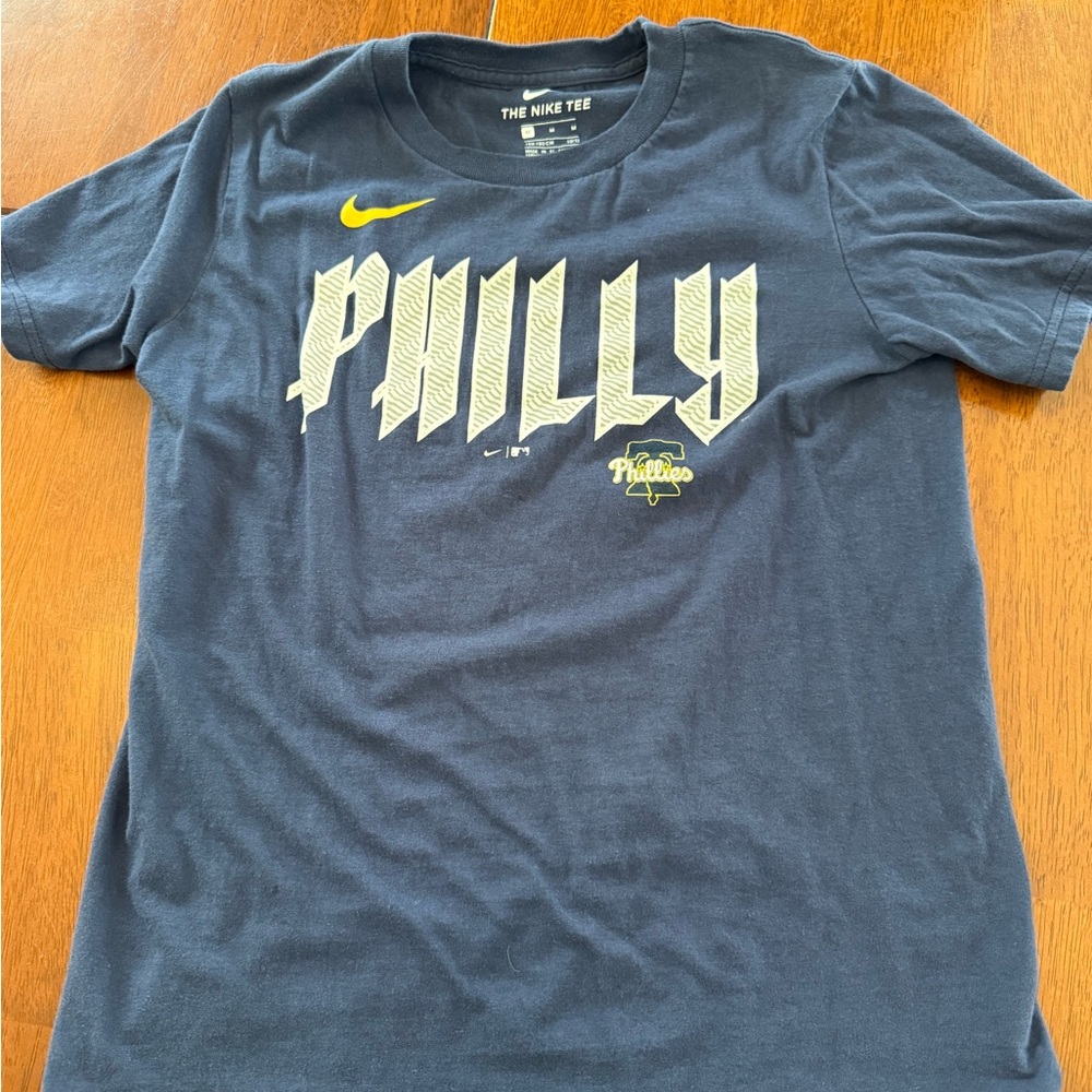 Nike Phillies (Swarber) Navy Tee with Cream and Yellow Accents